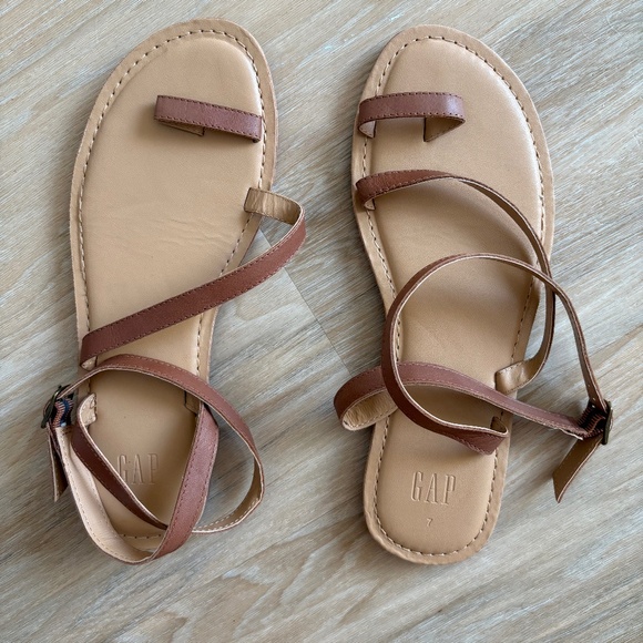 Gap Leather Ankle Wrap Strappy Sandals - Picture 1 of 2